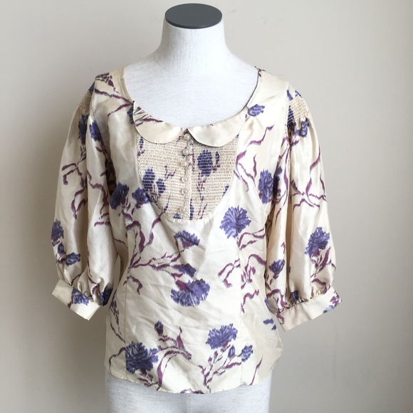 Anthropologie Tops - Anthropologie Girls From Savoy Silk 3/4 Sleeve Top